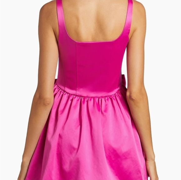 💕🔹️LoveShackFancy🔹️ Vibrant Pink  Bayer Bow Trim Mini Dress - Picture 6 of 12